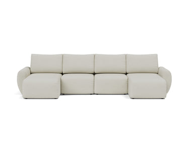 Norum sovesofa U-form med Curve armlæn i 527 Mixed Dance Natural, set forfra