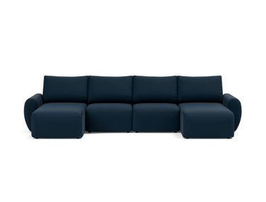 Norum sovesofa U-form med Curve armlæn i 528 Mixed Dance Blue, set forfra