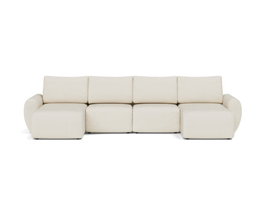 Norum sovesofa U-form med Curve armlæn i 531 Bouclé Off White, set forfra