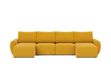 Norum sovesofa U-form med Curve armlæn i 536 Bouclé Ochre, set forfra