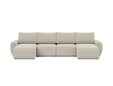 Norum sovesofa U-form med Curve armlæn i 539 Bouclé Beige, set forfra