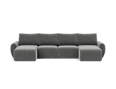 Norum sovesofa U-form med Curve armlæn i 563 Twist Charcoal, set forfra