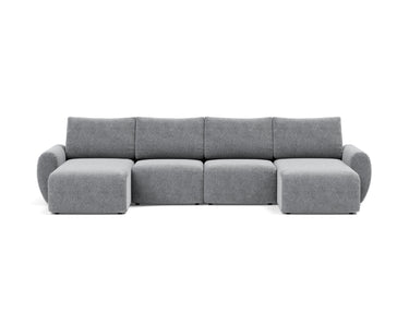 Norum sovesofa U-form med Curve armlæn i 565 Twist Granite, set forfra