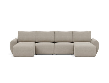 Norum sovesofa U-form med Curve armlæn i 579 Kenya Gravel, set forfra
