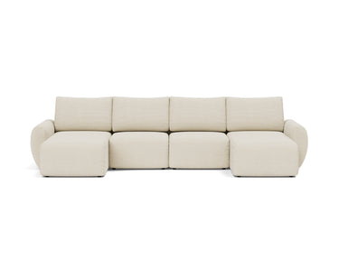 Norum sovesofa U-form med Curve armlæn i 594 Corduroy Ivory, set forfra