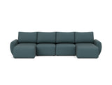 Norum sovesofa U-form med Curve armlæn i 851 Mahoga Dark Blue, set forfra
