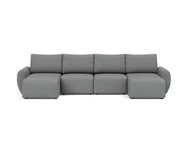 Norum sovesofa U-form med Curve armlæn i 852 Mahoga Seal Grey, set forfra