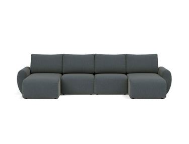 Norum sovesofa U-form med Curve armlæn i 894 Mozart Grey Bronze, set forfra