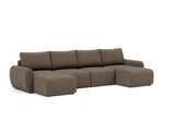 Norum sovesofa U-form med Curve armlæn i 411 Esina Cedar Brown, set skråt forfra