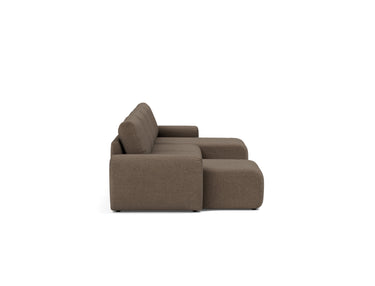 Norum sovesofa U-form med Curve armlæn i 411 Esina Cedar Brown, set fra siden