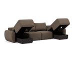 Norum sovesofa U-form med Curve armlæn i 411 Esina Cedar Brown, med åben opbevaring