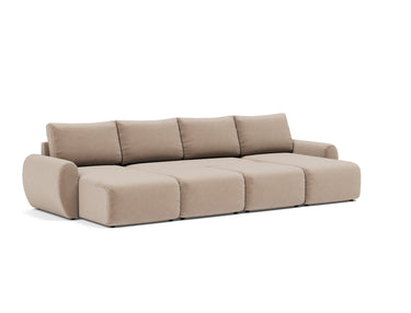 Norum sovesofa U-form med Curve armlæn i 417 Esina Mocha, som lounger
