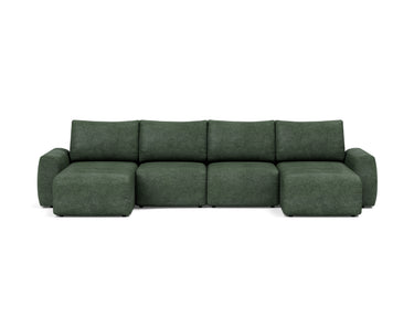 Norum sovesofa U-form med Chunky armlæn i 281 Avella Pine Green, set forfra