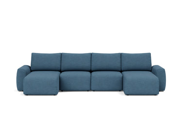 Norum sovesofa U-form med Chunky armlæn i 302 Weda Blue, set forfra