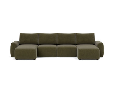 Norum sovesofa U-form med Chunky armlæn i 316 Cordufine Pine Green, set forfra