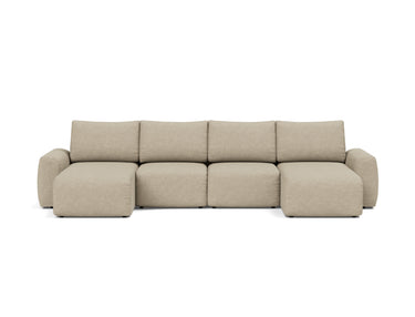 Norum sovesofa U-form med Chunky armlæn i 356 Taura Sand, set forfra