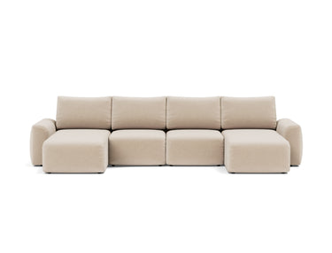 Norum sovesofa U-form med Chunky armlæn i 410 Esina Almond, set forfra