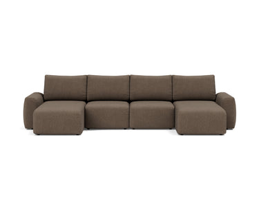Norum sovesofa U-form med Chunky armlæn i 411 Esina Cedar Brown, set forfra