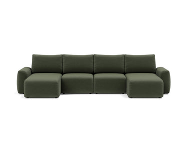 Norum sovesofa U-form med Chunky armlæn i 413 Esina Olive Green, set forfra