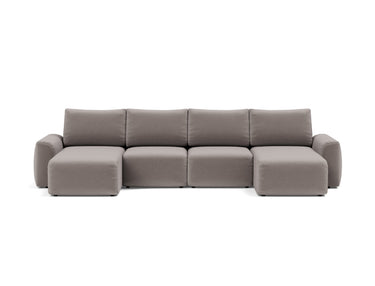 Norum sovesofa U-form med Chunky armlæn i 418 Esina Truffle, set forfra