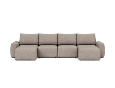 Norum sovesofa U-form med Chunky armlæn i 472 Yuveno Warm Grey, set forfra
