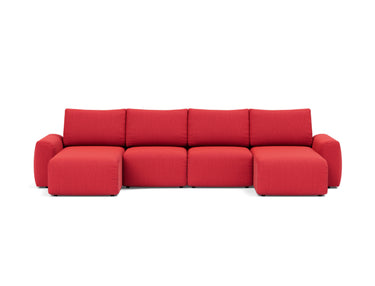 Norum sovesofa U-form med Chunky armlæn i 511 Elegance Red, set forfra