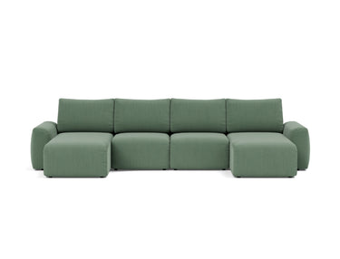 Norum sovesofa U-form med Chunky armlæn i 518 Elegance Green, set forfra