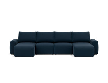 Norum sovesofa U-form med Chunky armlæn i 528 Mixed Dance Blue, set forfra
