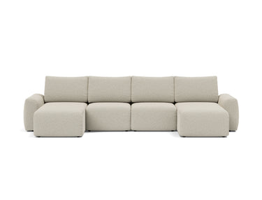 Norum sovesofa U-form med Chunky armlæn i 539 Bouclé Beige, set forfra