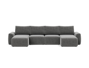 Norum sovesofa U-form med Chunky armlæn i 563 Twist Charcoal, set forfra