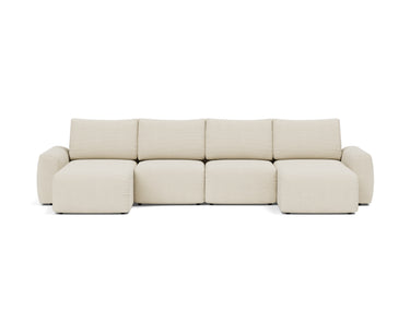 Norum sovesofa U-form med Chunky armlæn i 594 Corduroy Ivory, set forfra