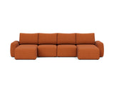 Norum sovesofa U-form med Chunky armlæn i 595 Corduroy Burnt Orange, set forfra