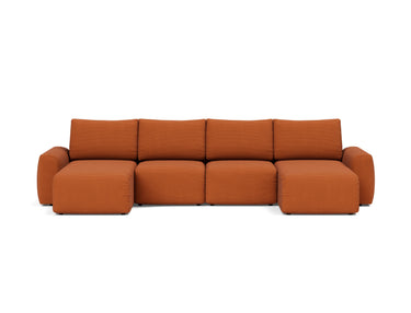 Norum sovesofa U-form med Chunky armlæn i 595 Corduroy Burnt Orange, set forfra