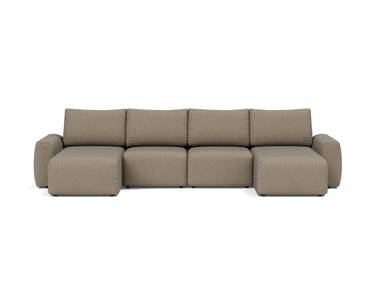 Norum sovesofa U-form med Chunky armlæn i 850 Mahoga Caramel, set forfra