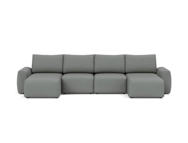Norum sovesofa U-form med Chunky armlæn i 852 Mahoga Seal Grey, set forfra