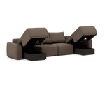 Norum sovesofa U-form med Chunky armlæn i 411 Esina Cedar Brown, med åben opbevaring