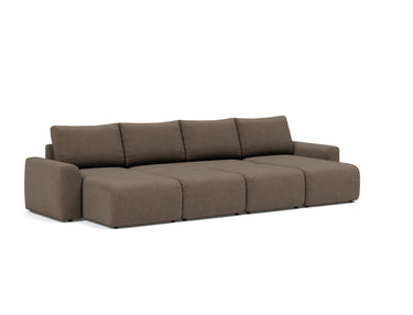 Norum sovesofa U-form med Chunky armlæn i 411 Esina Cedar Brown, som lounger