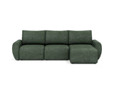 Norum sovesofa med chaiselong og Curve armlæn i 281 Avella Pine Green, set forfra