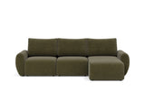 Norum sovesofa med chaiselong og Curve armlæn i 316 Cordufine Pine Green, set forfra