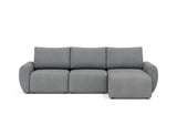 Norum sovesofa med chaiselong og Curve armlæn i 320 Corocco Shadow Grey, set forfra