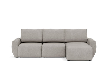Norum sovesofa med chaiselong og Curve armlæn i 321 Corocco Warm Grey, set forfra