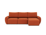 Norum sovesofa med chaiselong og Curve armlæn i 412 Esina Rust, set forfra