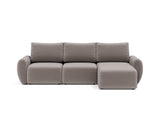 Norum sovesofa med chaiselong og Curve armlæn i 418 Esina Truffle, set forfra