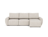 Norum sovesofa med chaiselong og Curve armlæn i 470 Yuveno Natural, set forfra