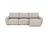 Norum sovesofa med chaiselong og Curve armlæn i 471 Yuveno Sand, set forfra