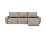 Norum sovesofa med chaiselong og Curve armlæn i 472 Yuveno Warm Grey, set forfra