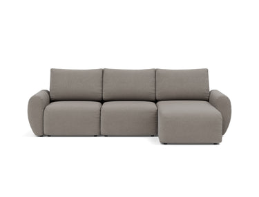 Norum sovesofa med chaiselong og Curve armlæn i 521 Mixed Dance Grey, set forfra