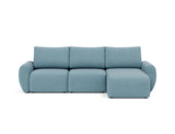 Norum sovesofa med chaiselong og Curve armlæn i 525 Mixed Dance Light Blue, set forfra