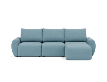 Norum sovesofa med chaiselong og Curve armlæn i 525 Mixed Dance Light Blue, set forfra