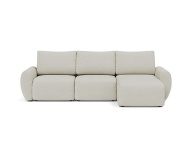 Norum sovesofa med chaiselong og Curve armlæn i 527 Mixed Dance Natural, set forfra